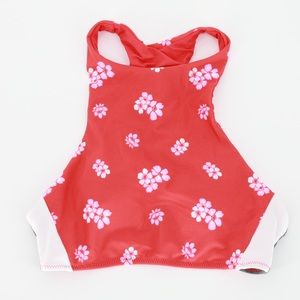 NWOT Aerie Floral High Neck Red Bikini Top